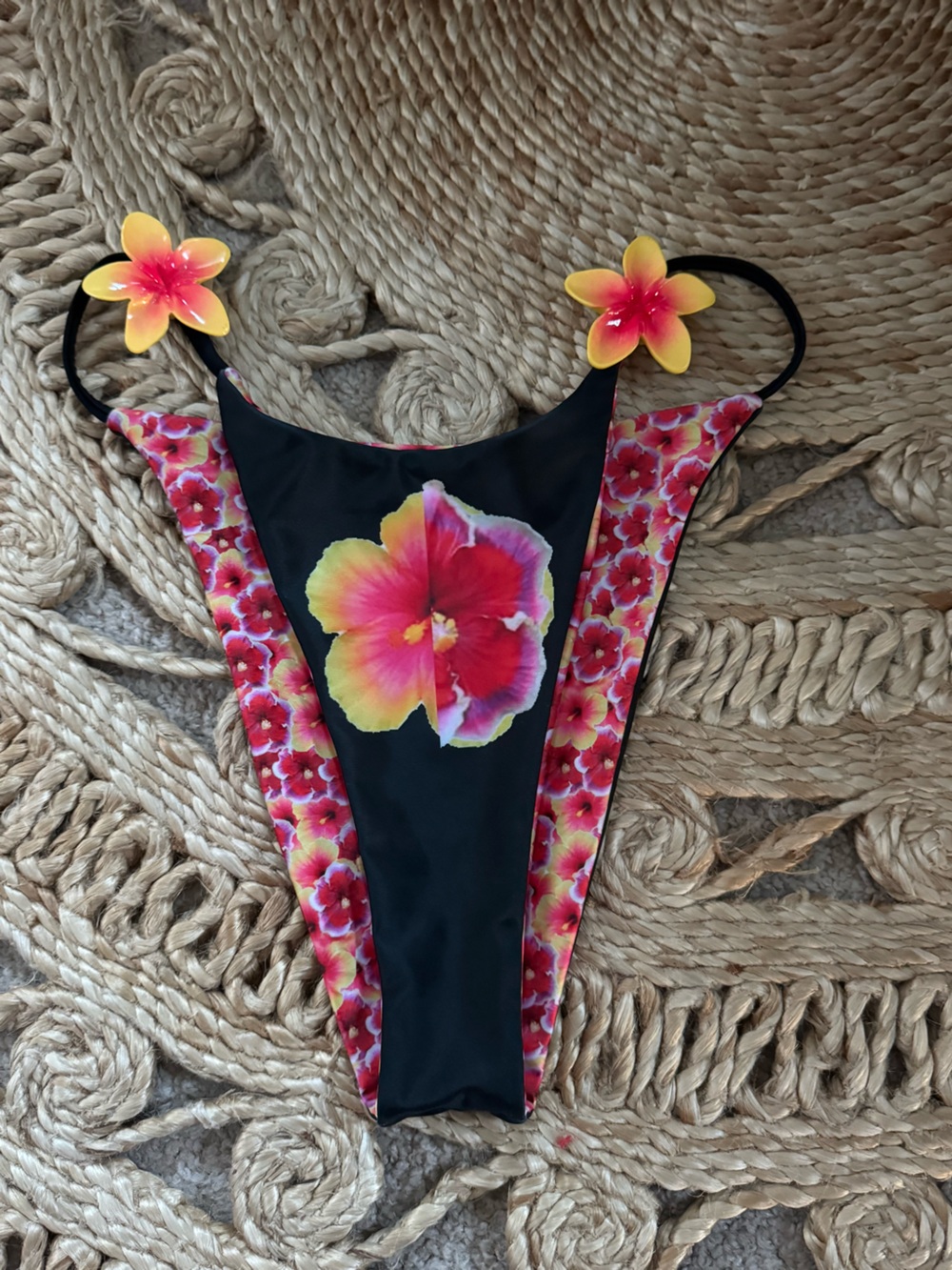 Strawberry Milk Mob Hibiscus Reversible Bikini Bottom Large
